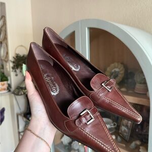 Agudo Toledo Vintage Pointed Toe Brown Kitten Heel